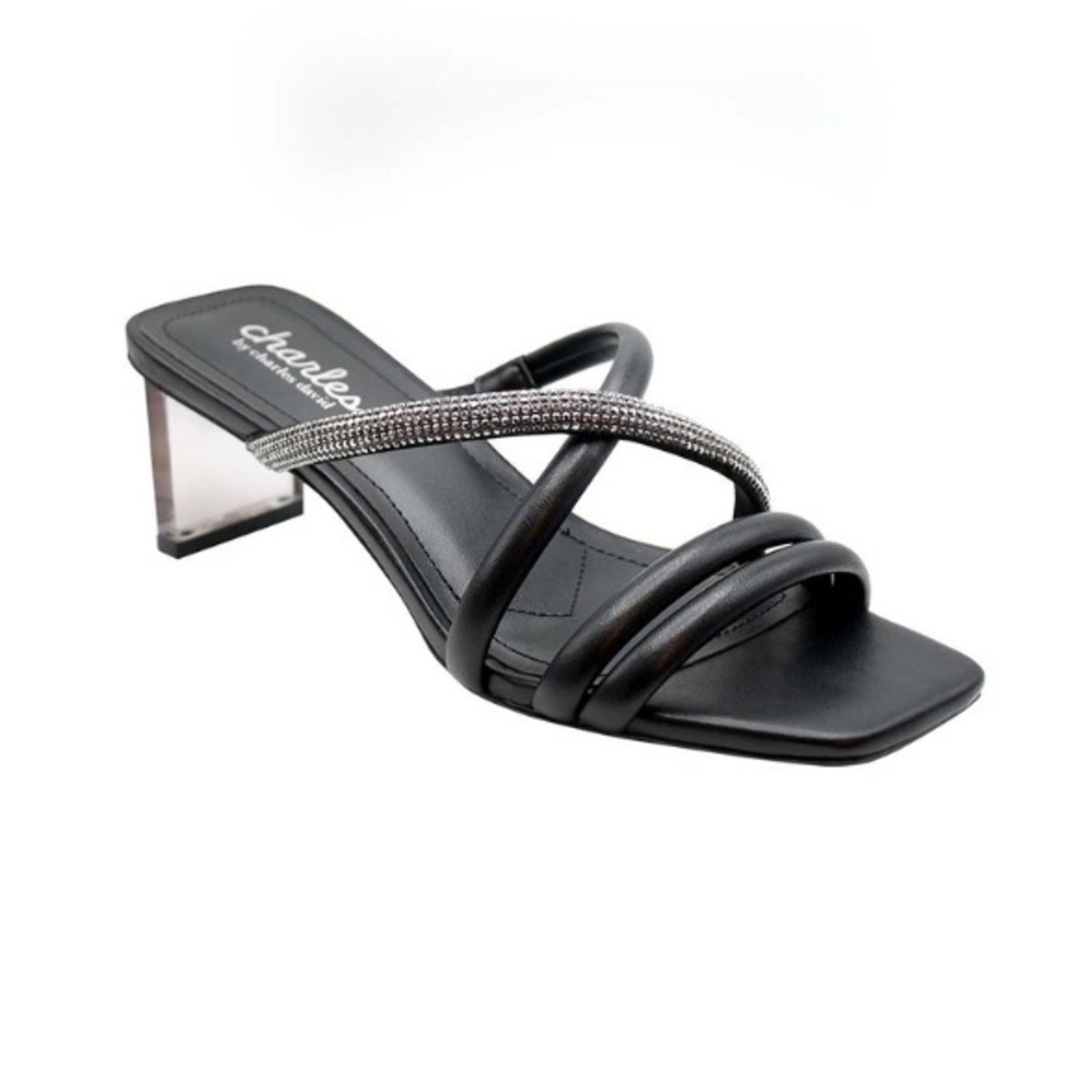 NIB Charles by Charles David Black Rhinestone-Accent Fusion Sandals Woman’s 7.5